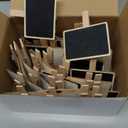 LemonSecret 30 Pcs Wood Mini Chalkboard Clips Message Chalk Board Signs Label Board Clip Chalkboard Signs for Note Taking Wedding Party Buffet Food Name Tags 2 x 2.8 Inch