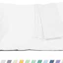Pillow Cases, King Size Cotton Percale Weave Pillowcases, Pre-Shrunk Breathable and Hypoallergenic Pillowcases, Set of 2 (2 Piece King 20 Inch x 40 Inch, White)