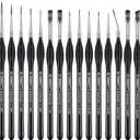 PANDAFLY Detail Paint Brushes Set, 15pcs Miniature Brushes for Fine Detailing & Art Painting - Acrylic, Oil, Watercolors & Paint by Number, Models, Face, Nail, Craft