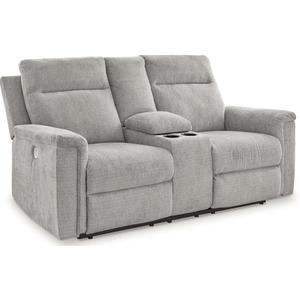 Signature Design by Ashley RiverTest Stain Resistant Next-Gen Modern Power Reclining Loveseat, Gray. New But Without Plastics For Cup Holders And With Small Ripped Part On A Arm Rester