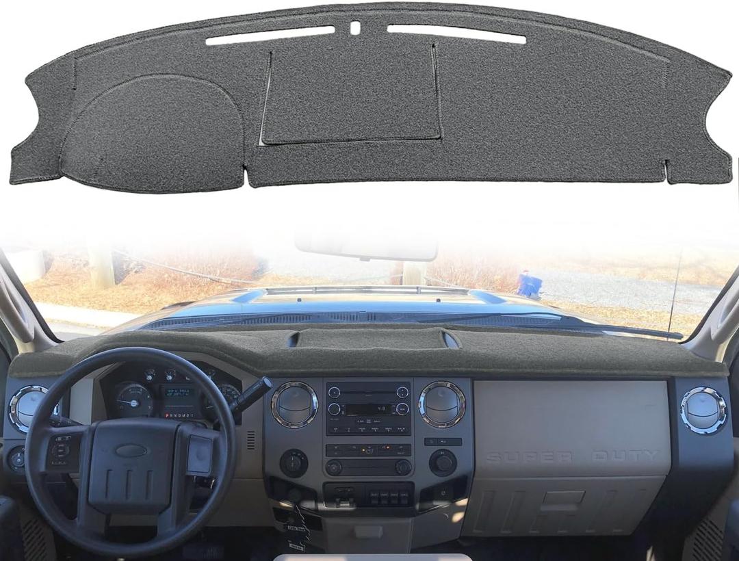 Yiz Dashboard Cover Dash Cover Mat Custom Fit for Ford Super Duty F250 F350 F450 F550 Without Touch Screen J238 (Darkgray)