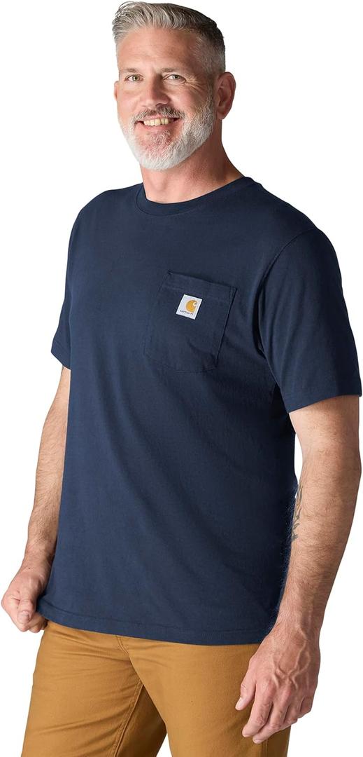 Carhartt Mens Loose Fit Heavyweight Short-Sleeve Pocket T-Shirt (Also Available in Big & Tall) (5X-Large, Navy)