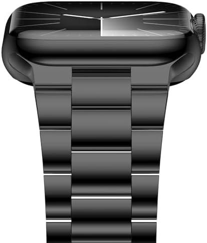 iiteeology Lightweight Stainless Steel Band Designed for Apple Watch Ultra 3 & Ultra 2, Series 1-11, 46mm, 45mm, 44mm, 42mm, Replacement iWatch Bands for Men & Women,Black