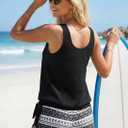 ROSEWE Modest Tankini Swimsuits for Women, Two Piece Athletic Womens Bathing Suits Blouson Tank Tops with Board Shorts (Black, XL)