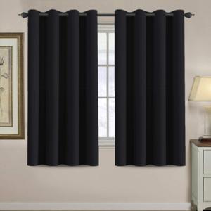 H.VERSAILTEX 100% Blackout Bedroom Curtains Drapes 63 Inch Length Thermal Insulated Window Curtain Panels Energy Efficient Grommet Top Winter Curtain - Solid in Jet Black (One Panel), 52" W x 63" L