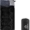 oaskys Camping Sleeping Bag - 3 Season Warm & Cool Weather - Summer Spring Fall Lightweight Waterproof for Adults Kids - Camping Gear Equipment, Traveling, and Outdoors (32-65F Plush Comfort - Black)