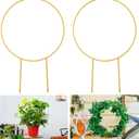 2 Pack Circle Trellis for Climbing Plants Indoor, 15" Gold Small Plant Support Stakes, Flower Houseplant Hoya Support for Potted Plants & Garden Stem Vines