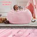 3 ft Bean Bag Chair Cover (No Filler) 35"43" Large Stuffed Animal Storage Bean Bag Washable Big Beanbag Chair Cover Premium Corduroy Stuffable Bean Bag Cover for Adults,Kids,Pink 300L