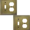 OKAWYC Toggle/Duplex Light Switch Cover Belaire Beaded Metal Wall Plate, 2-Pack Antique Brass 2 Gang, for Light Switch Cover Outlet Cover Decorative Wallplate, Durable