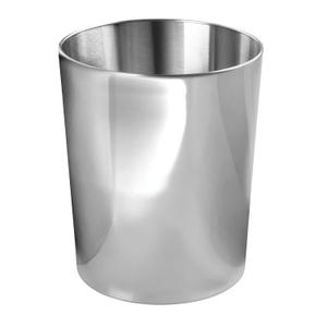 Mdesign Round Metal Small 1.7 Gallon Recycle Trash Can Wastebasket, Garbage Container Bin for Bathrooms, Kitchen, Bedroom, Home Office - Durable Stainless Steel - Mirri Collection - Polished