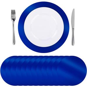 SHACOS 100Pcs Round Blue Placemats, 13" Paper Place Mats Disposable for Dining Table, Charger Plates Table Mat for Christmas Dinner Party Wedding Birthday Banquet Table Setting Decor