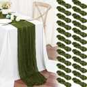 24 Packs Olive Green Table Runner, Charming Cheesecloth Table Runner 17 x 108inch, Gauze Boho Wedding Decoration Rustic Sheer Fabric Cheese Cloth Table Runners for Wedding Party Bridal Shower