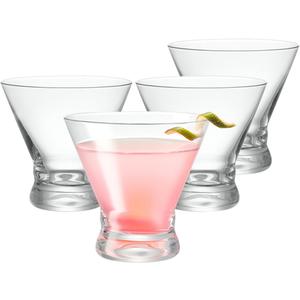 GLING Martini Glasses, 8 oz.,Stemless, Set of 4, Cocktail Glasses for Liquor, whisky, Margarita, Great for Parties, Weddings and All Occasions, Bar, Gift, Crystal Clear Glassware