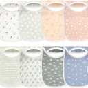8-Pack Baby Bibs for Boys, Girls - Pullover Bibs for Drooling Teething Baby Girl & Boy Toddler, Newborn, Soft & Absorbent, Cute Colors, Large Torso Coverage Keep Infant Clean & Dry (Fleur)