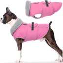 Lelepet Warm Dog Coats for Large Dogs Waterproof Dog Winter Jacket Reflective Pet Fleece Vest Windproof Cold Weather Coats with Adjustable Buckle & Leash Hole (Pink, Large)