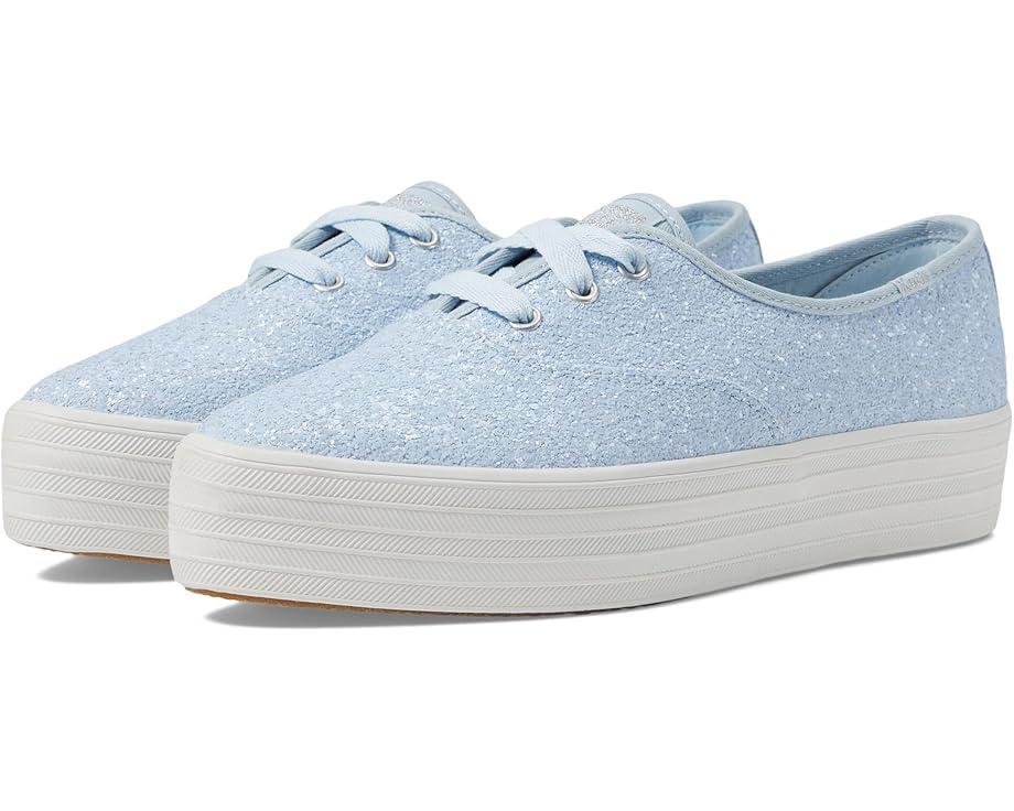 Keds Womens Point Lace Up Sneaker, Blue Glitter Celebrations, 8.5 US
