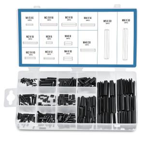 ZELCAN 400pc Roll Pin Set, M1.5 M2 M2.5 M3 M4 M5 M6 Slotted Metric Spring Pins in Various Lengths, Steel Split Expansion Pin Hardware Assortment Kit