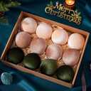 Velvet Christmas Ornaments, 12pcs Christmas Tree Ornaments Velvet 3.15 Inch Balls, Multicolor Green Brown Neutral for Xmas Wedding Party Holiday Decorations
