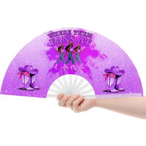 2 x Fans For Line Dancing, Hand Fan Foldable,Hand Fans for Women Foldable, Clack Fan,Western Large Festival Folding Fans, 26in(Purple)