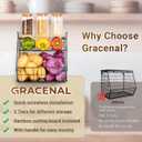 3 Tier Fruit Basket for Kitchen with Bamboo Cutting Board, 2 Set Pantry Kitchen Organizers and Storage, Stackable Wire Wall Basket, Onion Potato Vegetable Storage for Countertop Floor Cabinet Shelf