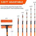 Buyplus 26Ft High Reach Squeegee for Window Cleaning Kit with 5 to 20 Foot Extension Pole, Extendable Window Cleaner Squeegee, Telescopic Window Washing Kit for Indoor/Outdoor High Window, 1 Count