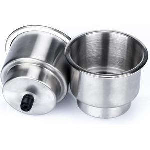 Marinebaby 2PCS Stainless Steel Cup Drink Holder with Drain Marine Boat Rv Camper