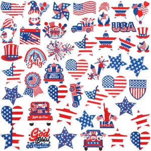 Yuxung 48 Pcs 4th of July Iron on Patches Patriotic 250th Anniversary Independence Day Embroidered Sew Applique Repair Patch Memorial Day American Flag DIY Crafts for Jacket Dress Backpack Decorations