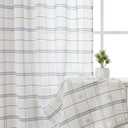 WUBODTI Blue Buffalo Plaid Semi Sheer Curtains 84 Inch Length 2 Panels for Living Room Bedroom, Rustic Farmhouse Style Faux Linen Gingham Curtain Drapes Striped Check Drapes, Blue and Brown