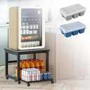 Mini Fridge Stand with Storage Basket, Mobile Refrigerator Stand, Rolling Compact Fridge Cart with Wheels, Heavy Duty Fridge Beverage Table for Home, Office, Dorm - White, Includes 2 Ice Cube Trays