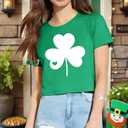 RECUTEWU St. Patricks Day Shirt for Women: St Paddy's Clover Shamrock Tee Irish Lucky Short Sleeve T-Shirts Tops