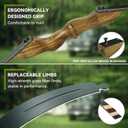 Black Hunter Recurve Bow and Arrow Set, GLURAK 60'' Wooden Takedown Recurve Bows Package, Archery Bow Kit for Target Practice and Hunting, Right Hand, 25-50 Lbs, 35lb