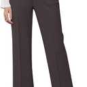 GRAPENT Pants for Women Work High Waisted Dress Pants Business Casual Relaxed Fit Straight Leg Elastic Waist Trousers (S, Peach)