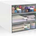 Desk Organizer with Drawer, Office Organizer with 4 Drawers, Desk Storage Box for, Desktop, Dressing table, Office, School, Home, Plastic Box and 4 Acrylic Drawers(White)