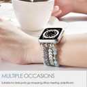 MOFREE Beaded Bracelet Compatible with Apple Watch Band 38mm/40mm/41mm/42mm, Fashion Elastic Stretch Women Bands for iWatch Series 11/10/9/8/7/SE/6/5/4/3/2/1 iPhone Watch Strap Bands (Blue/Silver)