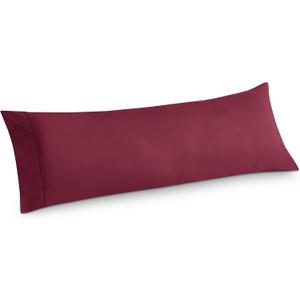 Bedsure Body Pillow Case Cover - Burgundy Brushed Microfiber Long Pillow Cases, Ultra Soft and Cozy Body Pillowcase with Envelope Closure for Kids, Wrinkle, Fade Resistant, 1 Pack, 20x54 Inches