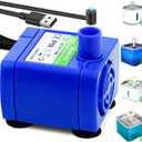 Cat Water Fountain Pump, Pet Water Fountain Pump Replacement Compatible Motor, DR-DC 160 Submersible Water Pump with LED Light for Round, Cubic, Flower Cap,Stainless Steel Cat Fountain