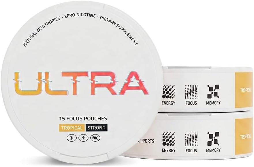 Ultra Focus Pouches (Tropical Pack, 3 Cans) Nicotine and Caffeine Free (EXP 08/09/27)