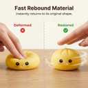 Dumpling Squishy Toy with Bubble Blowing Feature, Squishy Dumpling Stress Relief Toy, Cute Bao Bun Squeeze Toy with Steamer Box, Soft Sensory Fidget Desk Toy Gift (1, Yellow)