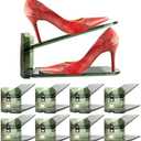 Yes!Fresh Shoe Slot Organizer, Boutique Display Style Shoe Stacker for A Pair of Shoes, Separable Shoe Rack for Closet Organization, 3 Adjustable Narrow Shoe Rack (Transparent Green, 8 Pack)