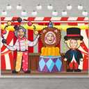 Circus Troup Photo Banner Backdrop Background Photo Booth Props Pretend Play Party Game Clown Lion Theme Decor for Carnival Circus Birthday Party Favors Supplies Decorations