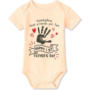 BesserBay Baby Happy 1st Mother's Day 100% Cotton Onesie Fathers Day Outfit Infant Short Sleeve Bodysuit 0-24 Months