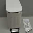 TrashAid Slim Bathroom Trash Can with Lid Soft Close, 6 Liter/1.6 Gallon Stainless Steel Small Garbage Can with Removable Inner Bucket, Step Pedal, Slim Wastebasket for Toilet, Office, Bedroom, White