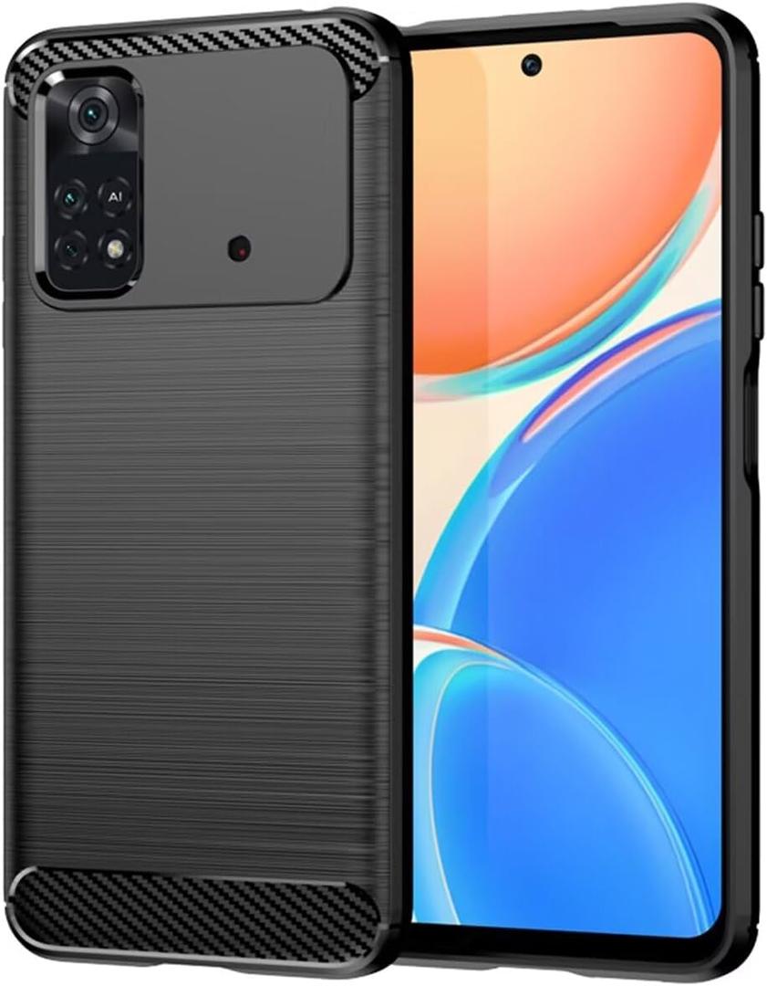 Case for Xiaomi Poco M4 Pro 4G Case, MZB0B5VIN Case, Ultra Slim Phone Cover with Shock-Absorption Carbon Fiber TPU Rubber Protective Cases for Xiaomi Poco M4 Pro 4G Black