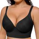 SHAPELLX Back Smoothing Bras Push Up Underwire Bralettes Side Support Bras (42DDD, A2-black)