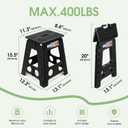 ACKO Folding Step Stool Foldable 16 Inch Stools for Adults and Kids, Plastic Stools Tall 400 lbs Capacity, Collapsible Stool for Kitchen Stepping Foot Stool with Handle, Dot Black,1 PC