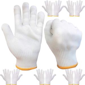 Work Gloves Hand Working Gloves Safety Grip Protection Work Gloves Men Women BBQ Thicker Industry Knitted Cut Repair Gloves Durable String Knit for Work Safety Thick Cotton (Yellow, 6Pcs)