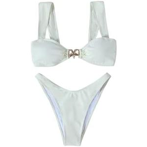 Milumia Women's Bikini Sets Two Piece Swimsuit Wide Strap Tie Back High Cut Starfish Bathing Suit, M