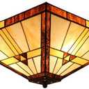 RUNNUP Mission Style Ceiling Mount Lighting Creative Ceiling Fixture Special Decoration Stained Glass Drop Ceiling Lighting for Living Room,Corridor, Bedroom 11.81inch