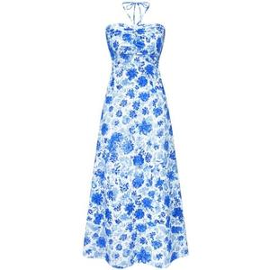 IHOT Women's Halterneck Floral Maxi Dresses Sleeveless Summer Casual Beach Vacation Dress S