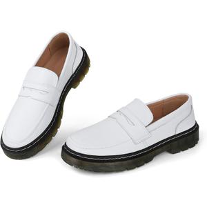CLAKBLRG Women's Loafers Classic Penny Loafers for Women Fashion Driving Moccasins Women (6, White)